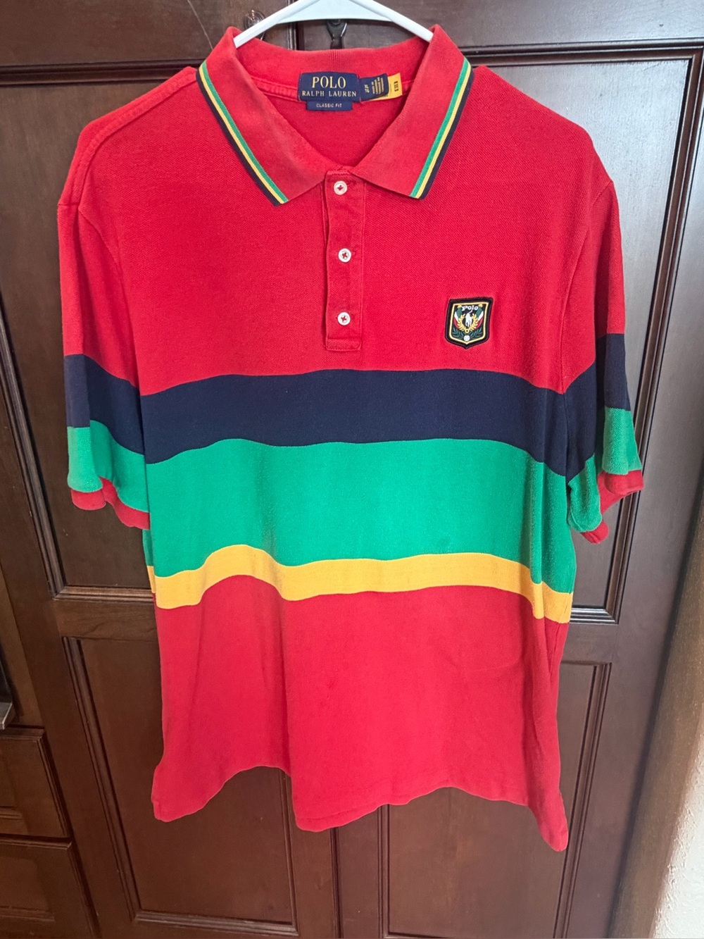 Polo Ralph Lauren Crest Polo Shirt Red Striped Classic Fit Men's Size